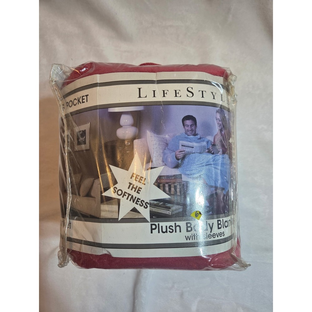Lifestyle Plush Body Blanket With Sleeves Red 60x70 Sealed New Hand Warming